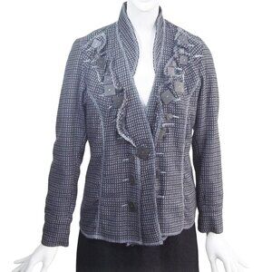 Y2K Dick & Jayne Boho Deconstructed Chunky Button Check Blazer Jacket S NWT